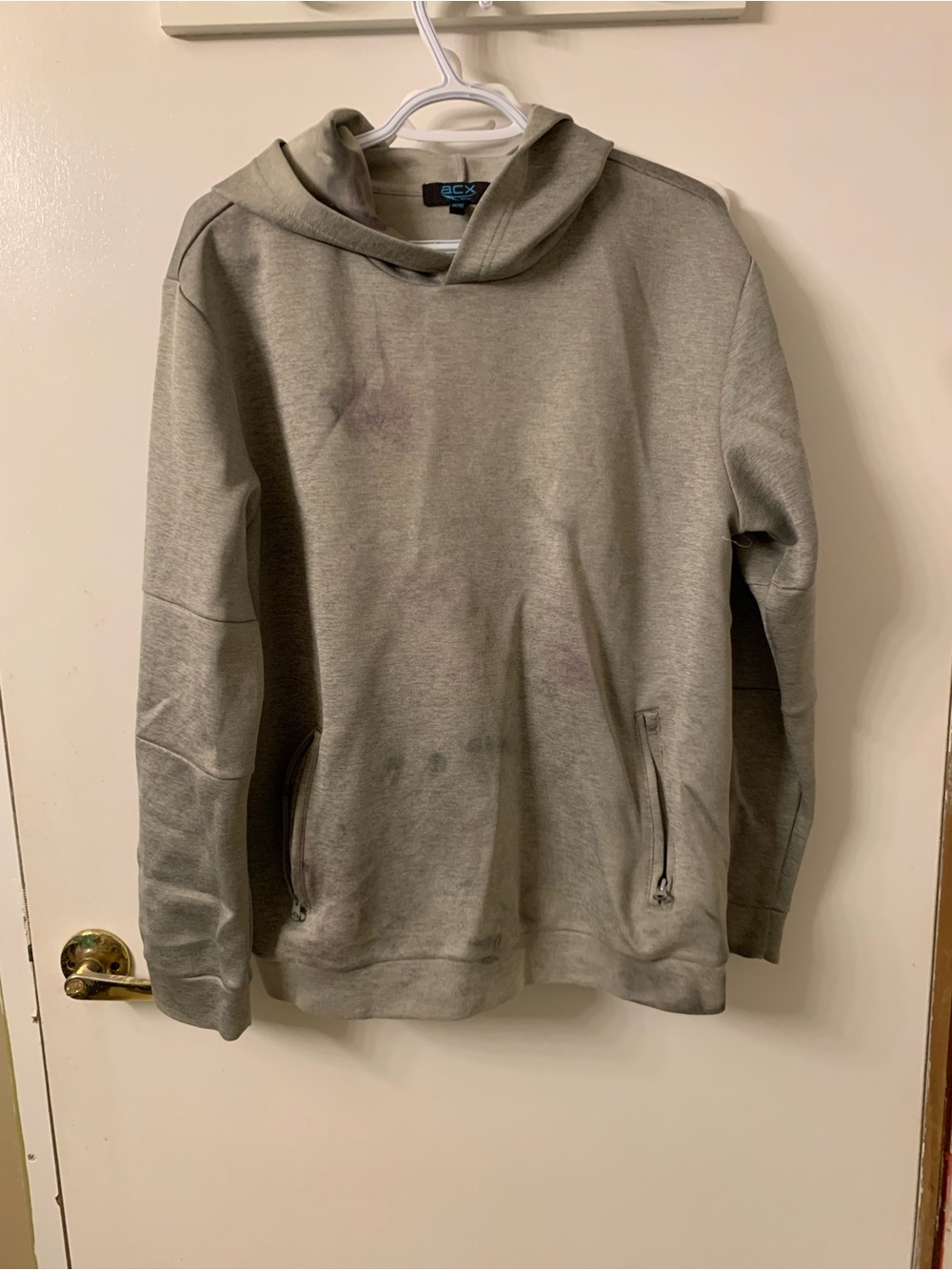 ACX Men’s Crewneck Hooded Sweatshirt in Light Gray